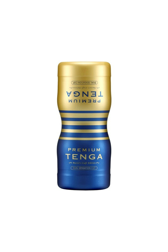 Мастурбатор TENGA Premium Dual Sensation Cup, TPR, синий, 15,5 см