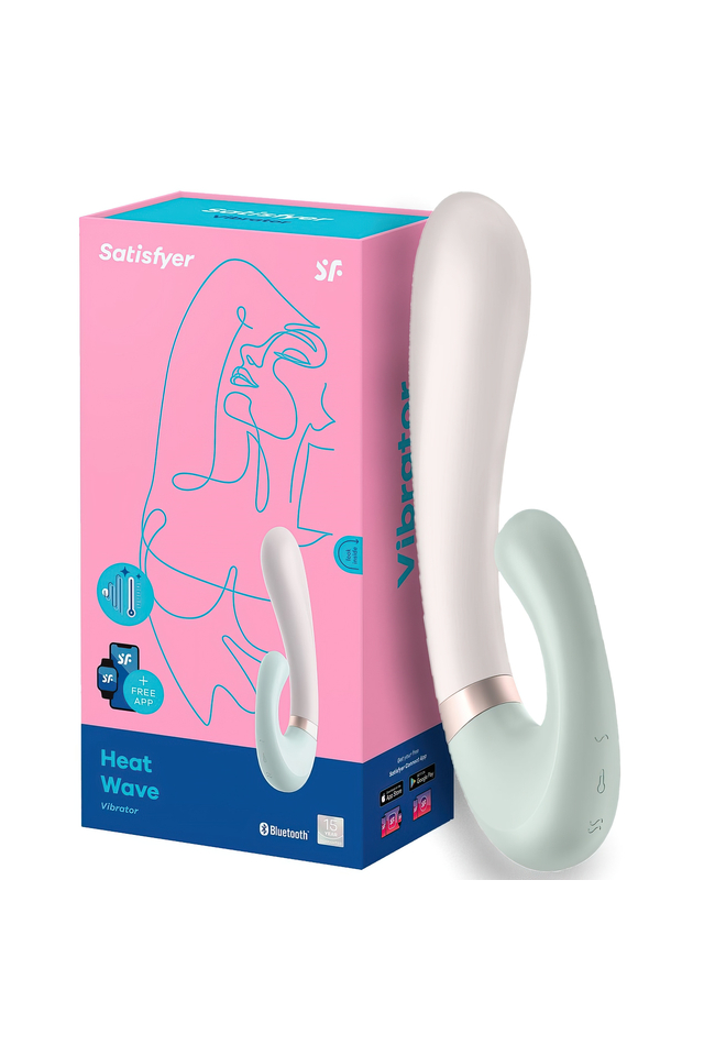 Смарт-вибратор с клиторальным стимулятором и нагревом Satisfyer Heat Wave Mint, 19,5 см