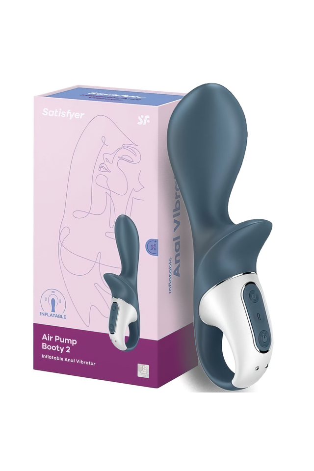 Расширяющийся анальный вибратор Satisfyer Air Pump Booty 2, силикон, синий