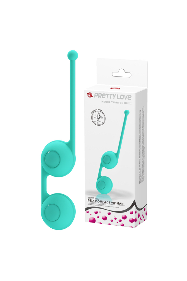 Вагинальные шарики со смещённым центром тяжести Pretty Love Kegel Tighten Up III, силикон, мятные, 17 см