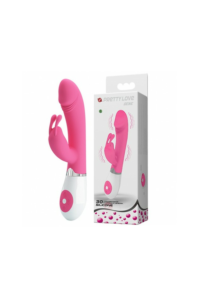 Вибратор с клиторальным отростком Pretty Love Gene, силикон, розовый, 20,5 см