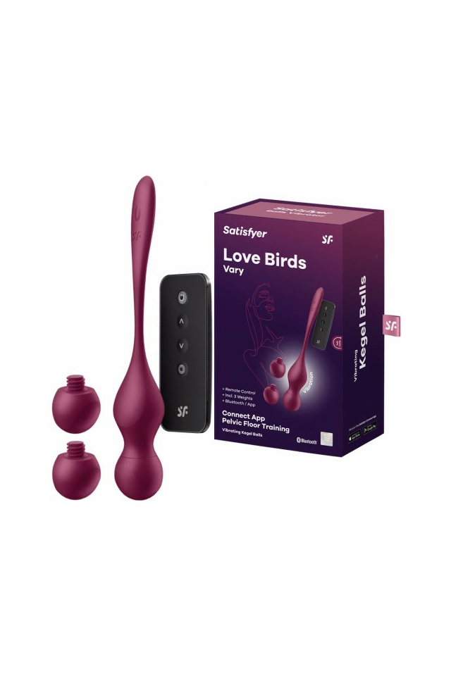 Вагинальные смарт-шарики с вибрацией и сменными утяжелителями Satisfyer Love Birds Vary, силикон, 22 см