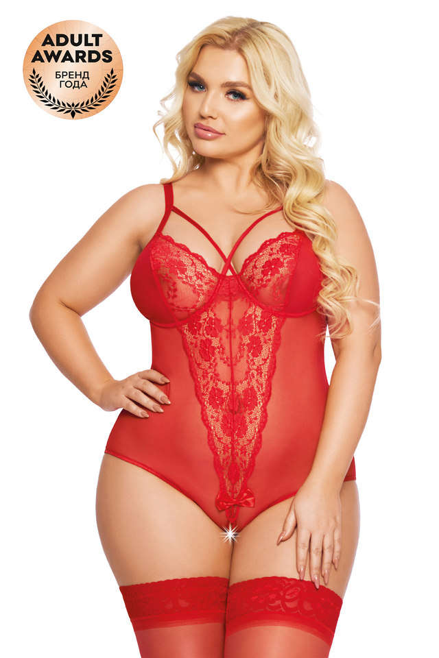 Боди SoftLine Collection Amanda, красный, XL